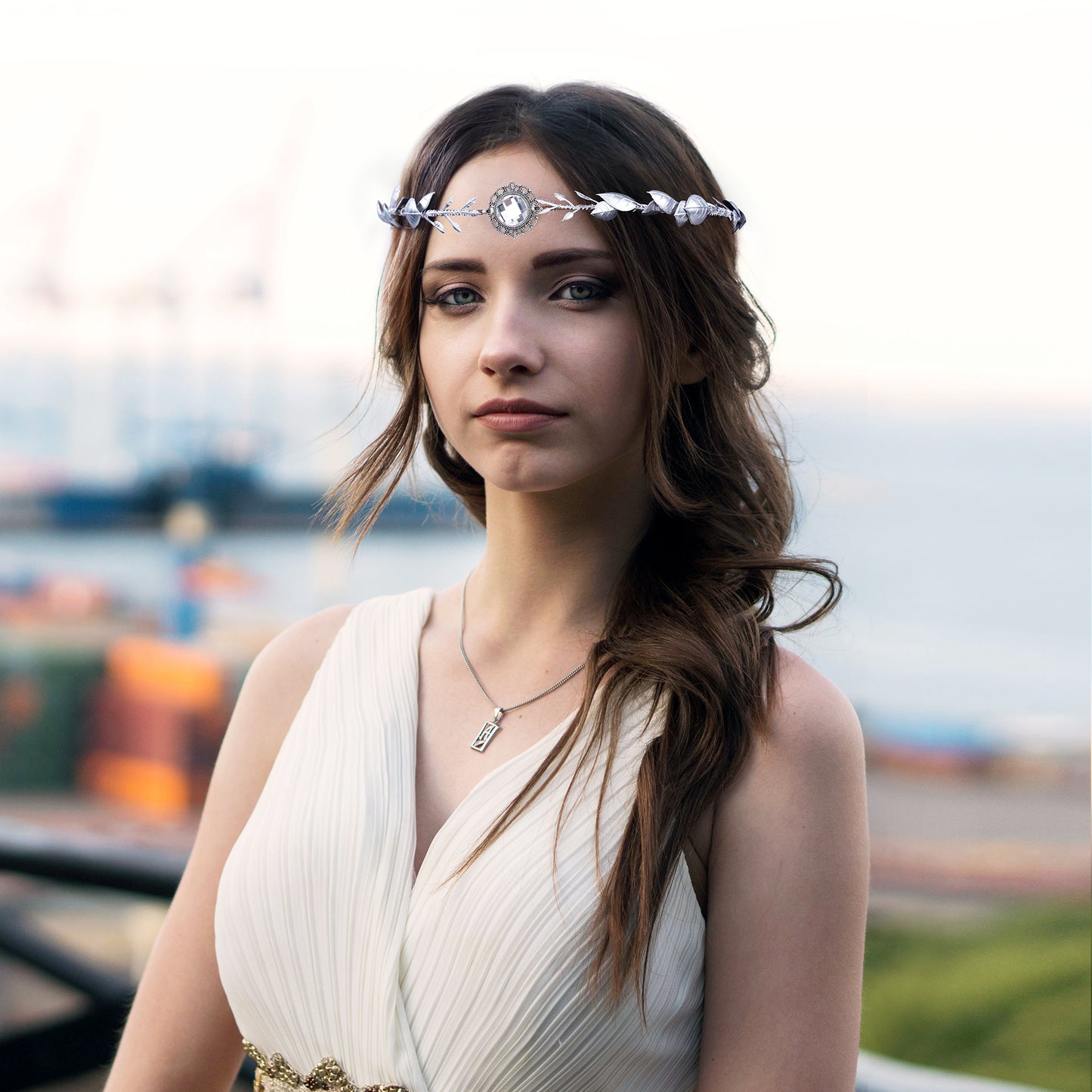 Crystal Elven Circlet: Woodland Leaf Crown, Green Flower Headband