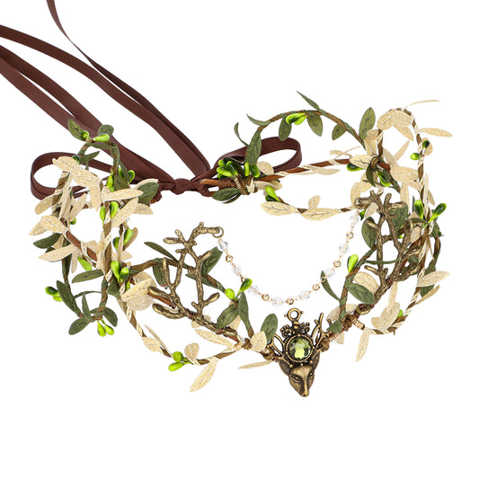 Handmade Forest Leaf Crown - ELf Woodland Hadpiece Fairy Green Branch Tiara