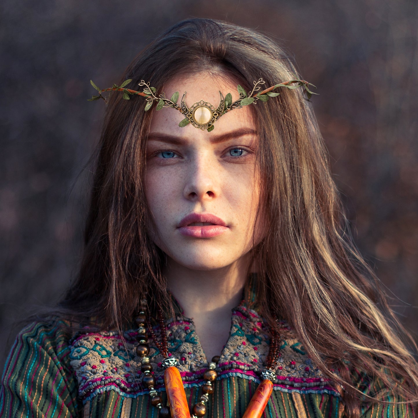 Goddess Moon Circlet Elf: Crystal Headpiece, Fairy Floral Headband