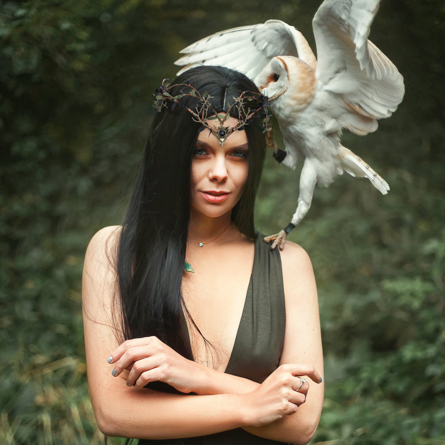 Dark Green Crown Fairy Forest Headpiece