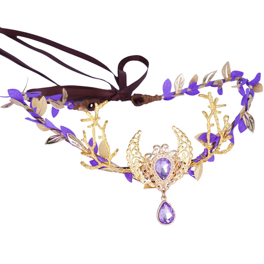 Woodland Moon Branch Headband: Amethyst Rhinestone Fairy Crown