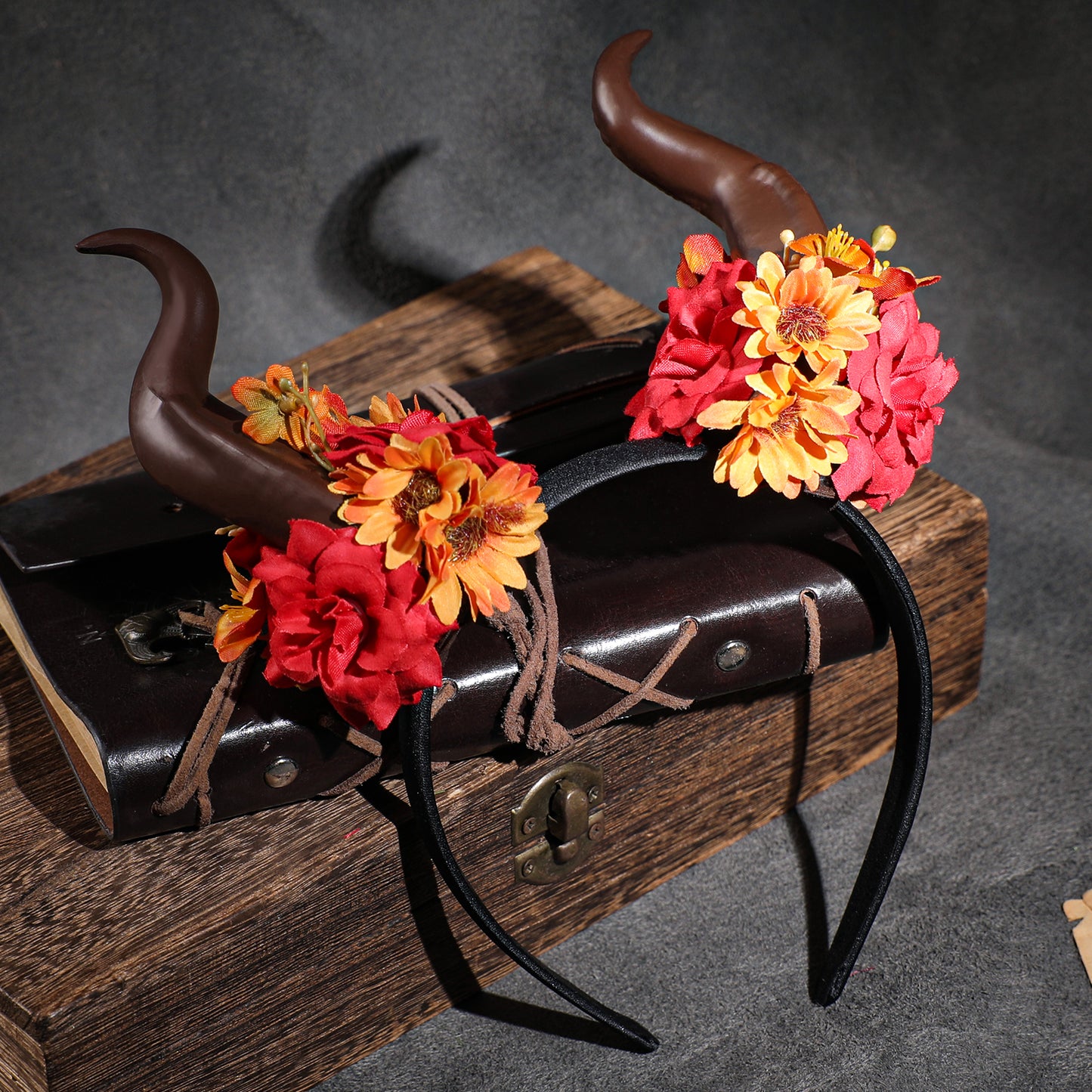 Flower Devil Horns Headband - Demon Horn Headband Floral Horns