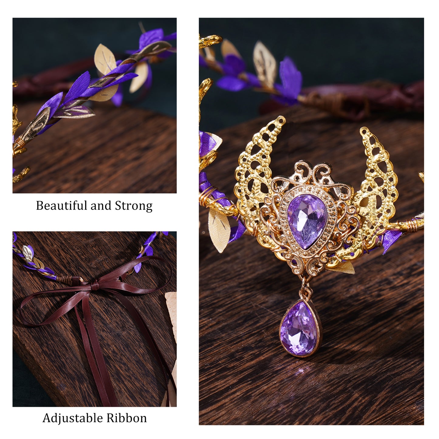 Woodland Moon Branch Headband: Amethyst Rhinestone Fairy Crown