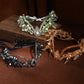 Black Viking Flower Crown - Dark Celtic Elf Crown Medieval Floral Circlet