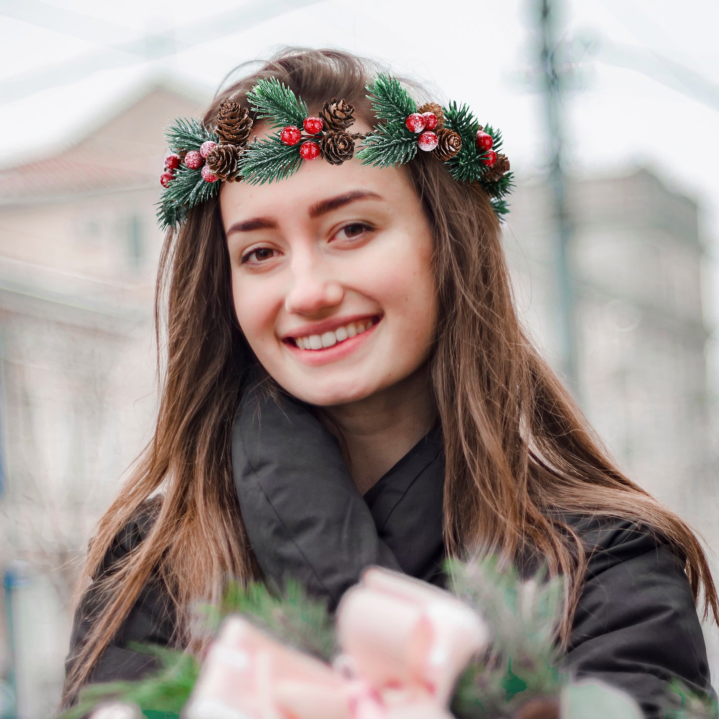 Christmas Flower Crown: Pine Twig Circlet Headband