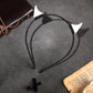 White Demon Horns Headband - Devil Horn Hairhoop with Clips for Women Halloween Renaissance Ren Faire Cosplay