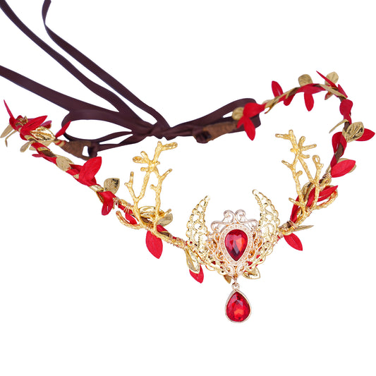 Fairy Golden Moon Crown: Red Crystal Headband