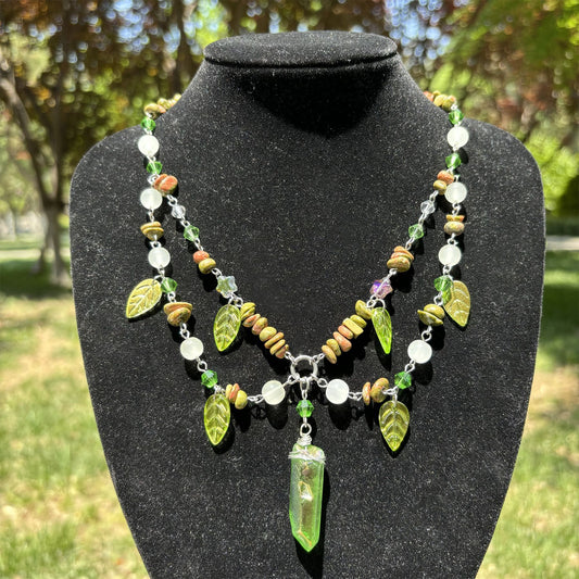 MOSTORY Green Woodland Charm Necklace