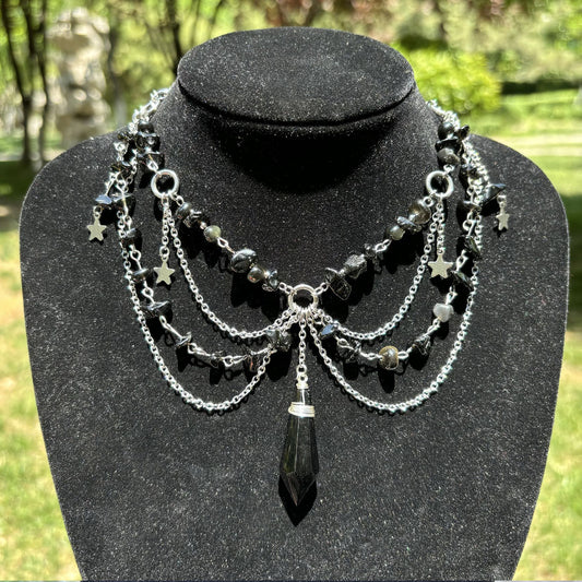 MOSTORY Balck Gothic Crystal Necklace