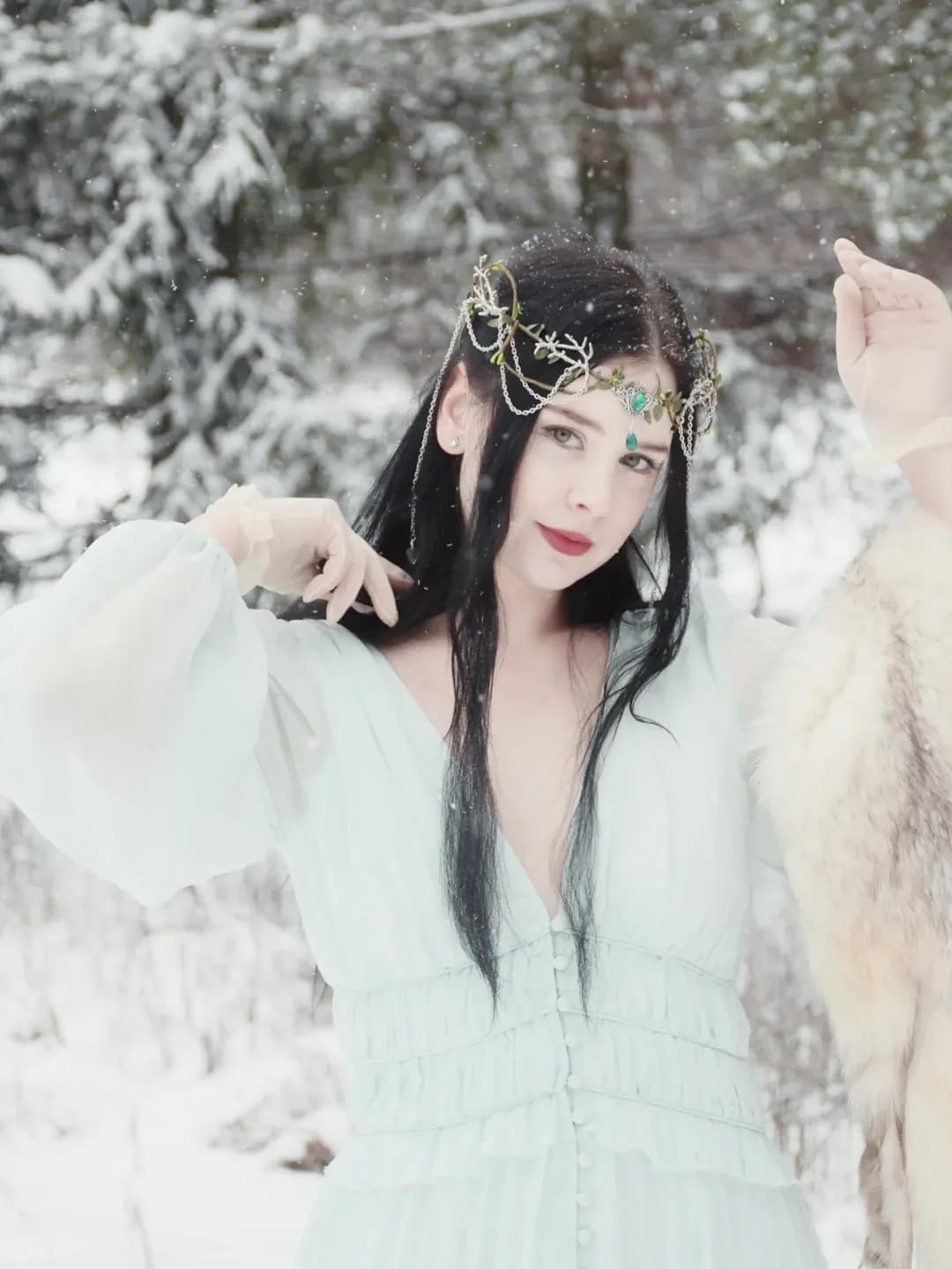 MOSTORY Purple Fairy Crown for Women, Woodland Elf Headpiece, Tassel
