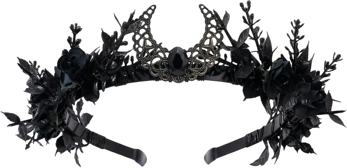Black Moon Flower Crown – Gothic Renaissance Circlet