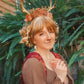 MOSTORY Purple Flower Deer Antler Headband with Vines