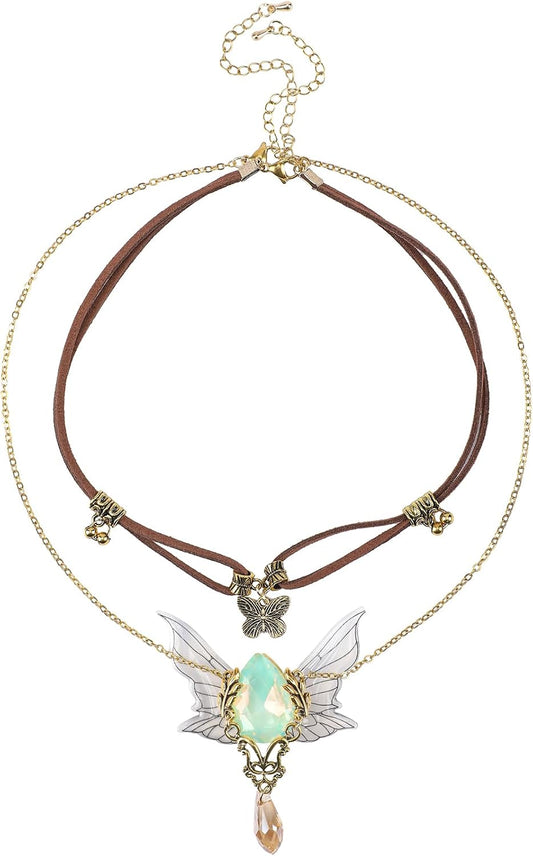 Layered Butterfly Necklace for Women Renaissance Vintage Hippie