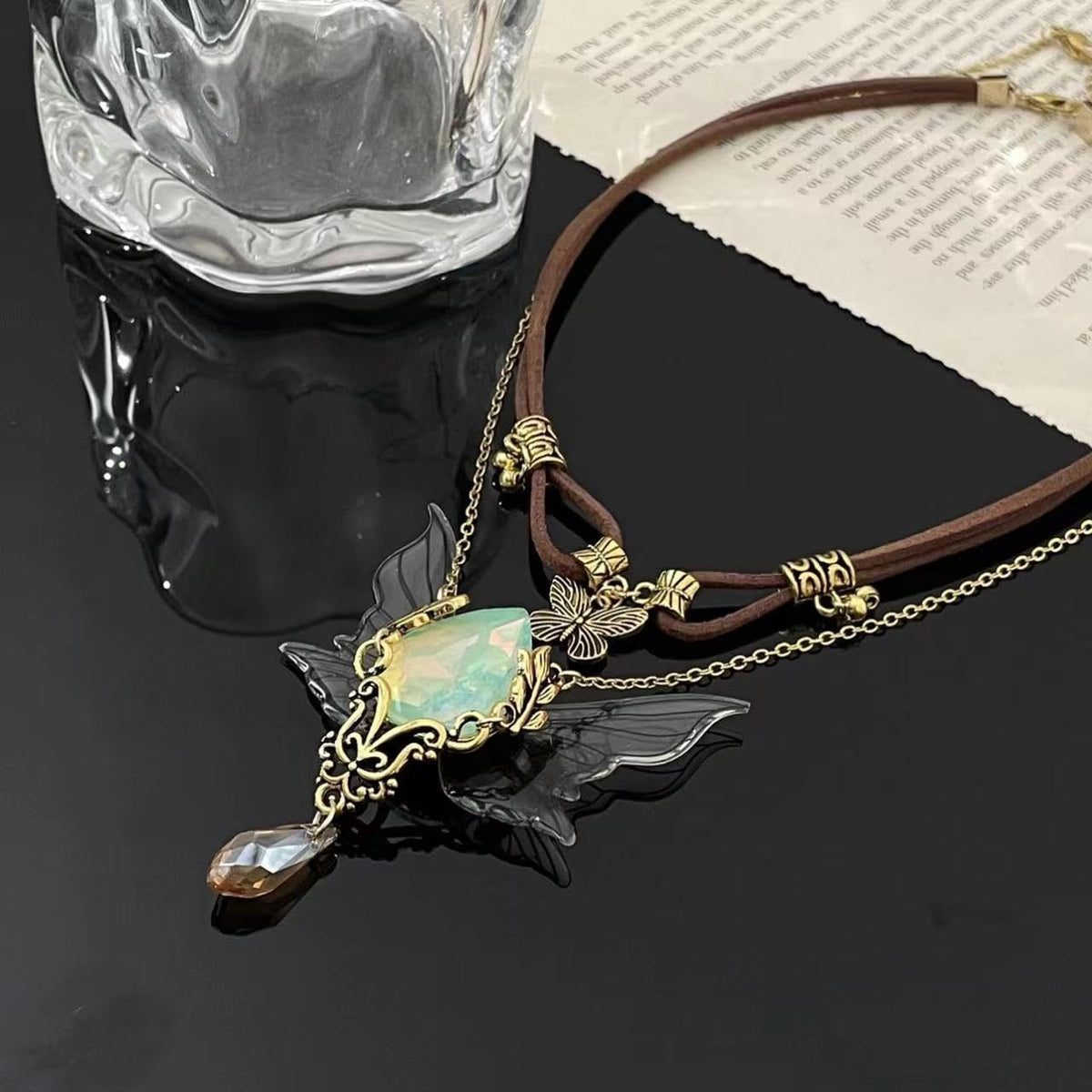 Layered Butterfly Necklace for Women Renaissance Vintage Hippie