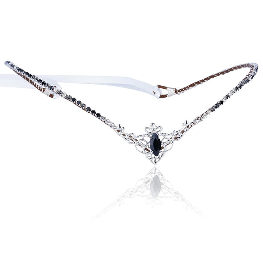 MOSTORY Handmade Black Rhinestone Elf Tiara Fairy Crystal Crown