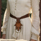MOSTORY Leather Skirt Hikes with Maple Leaf Double Buckle Belt