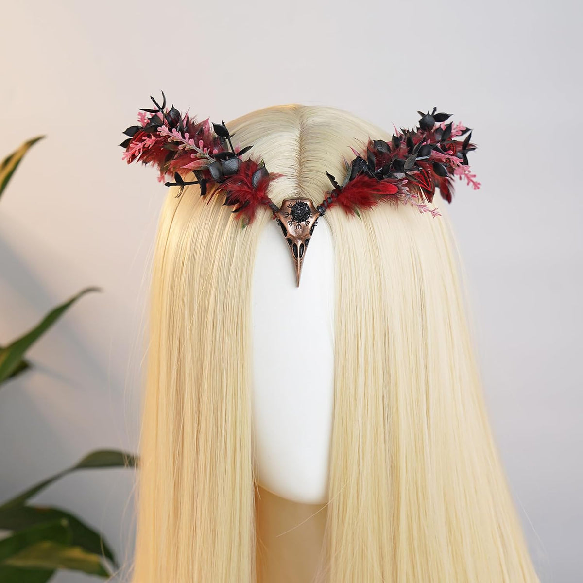 MOSTORY Dark Raven Witch Crown - Gothic Feather Circlet