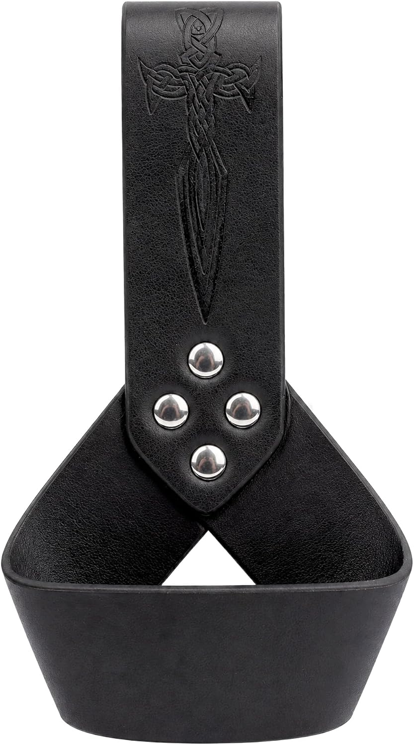 Viking Leather Sword Frog Holster, Black Renaissance