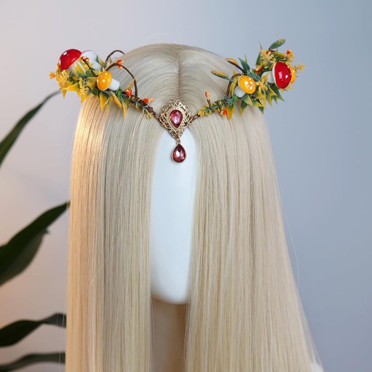 MOSTORY Renaissance Mushroom Crown & Elf Ears Set