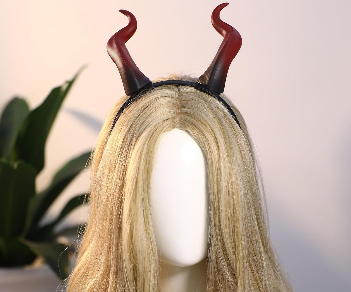 MOSTORY Red Devil Horns Headband, Gradient Demon Horns for Adults