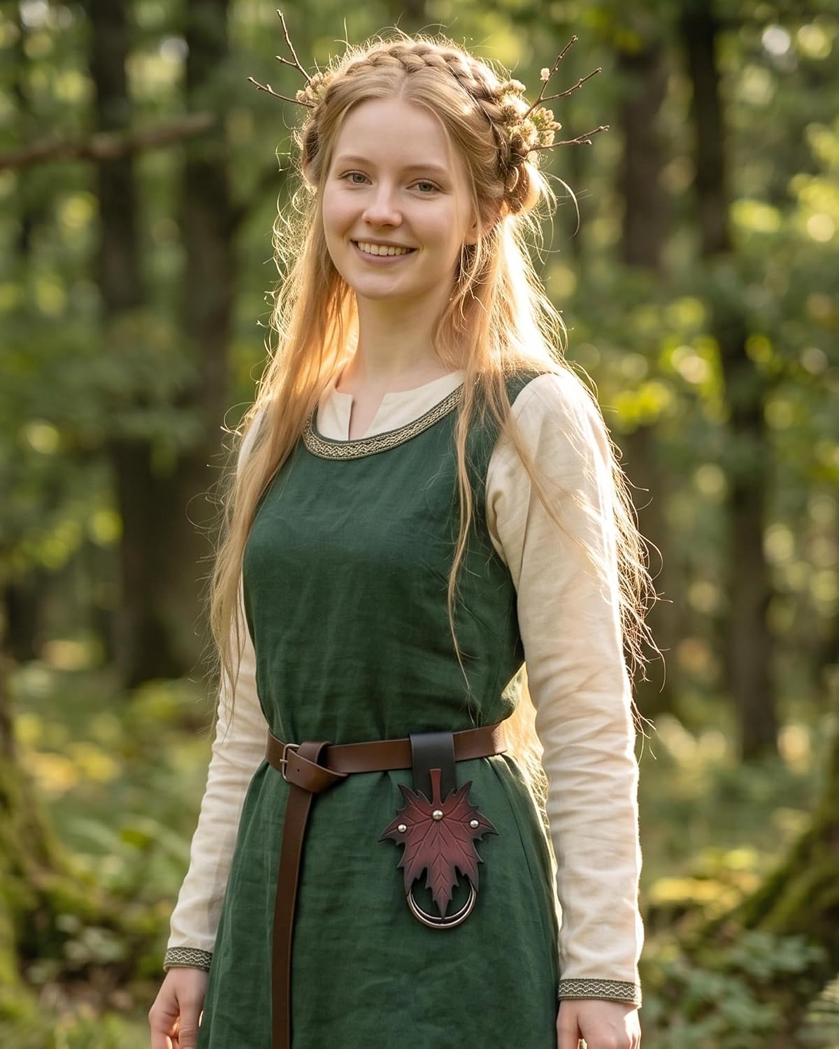 Medieval Viking Maple Leaf Leather Skirt Hikes for Renfaire Cosplay