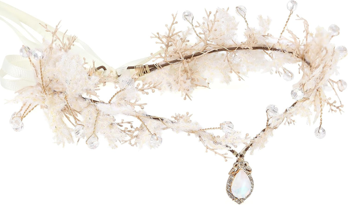 MOSTORY Brown Flower Fairy Crown Headpiece with Crystals