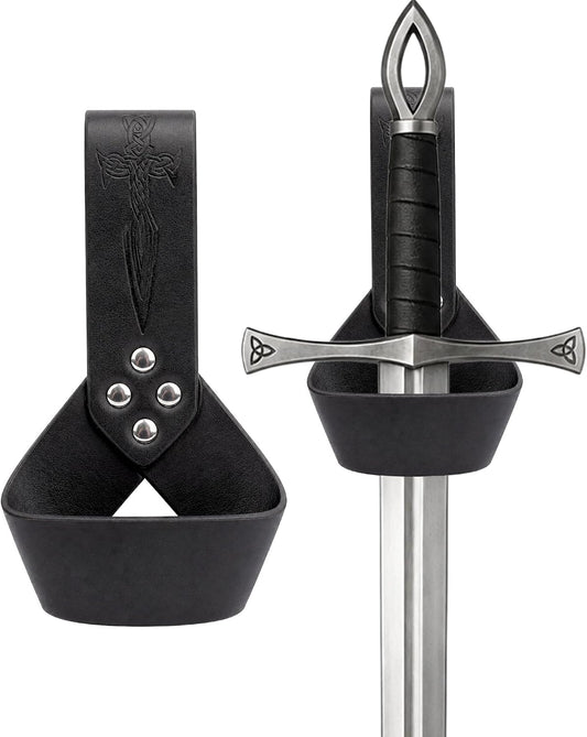 Viking Leather Sword Frog Holster, Black Renaissance