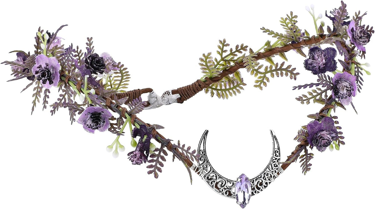 MOSTORY Purple Elf Flower Crown for Women, Moon Elves Headpiece
