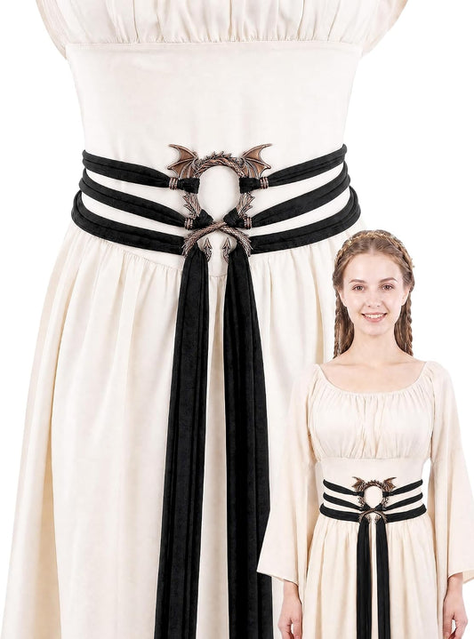 MOSTORY Medieval Renaissance Belt for Women, Dragon Buckle