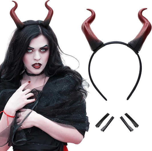 MOSTORY Gold Demon Horns Headband for Women Cosplay