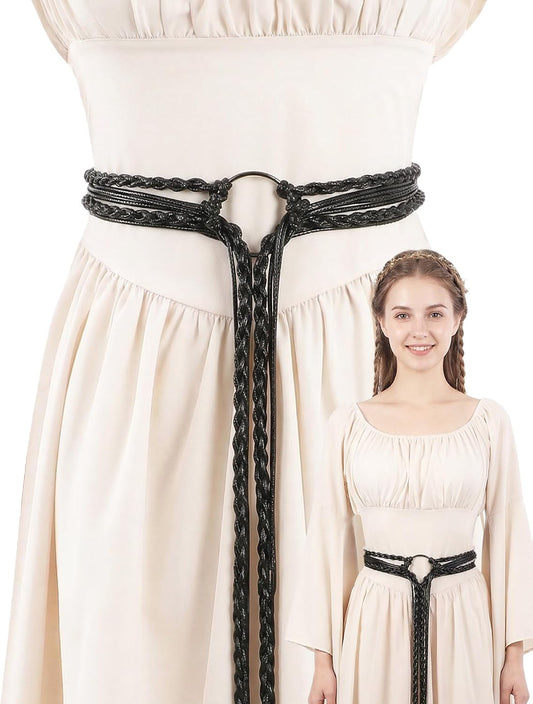MOSTORY Viking Rope Belt – Adjustable Woven Renaissance Waist Belt