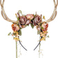 MOSTORY Purple Flower Deer Antler Headband with Vines
