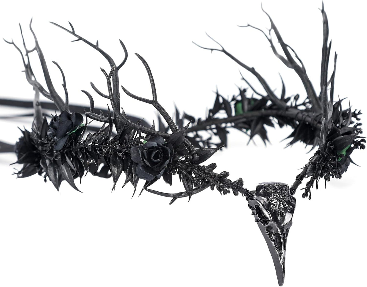 MOSTORY Black Branch Headdress Witch Raven Antler Crown