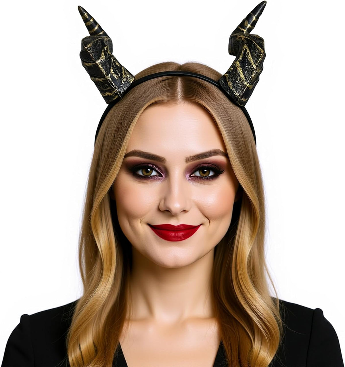 Gold Demon Horns Headband – Detachable Horns for Halloween Cosplay