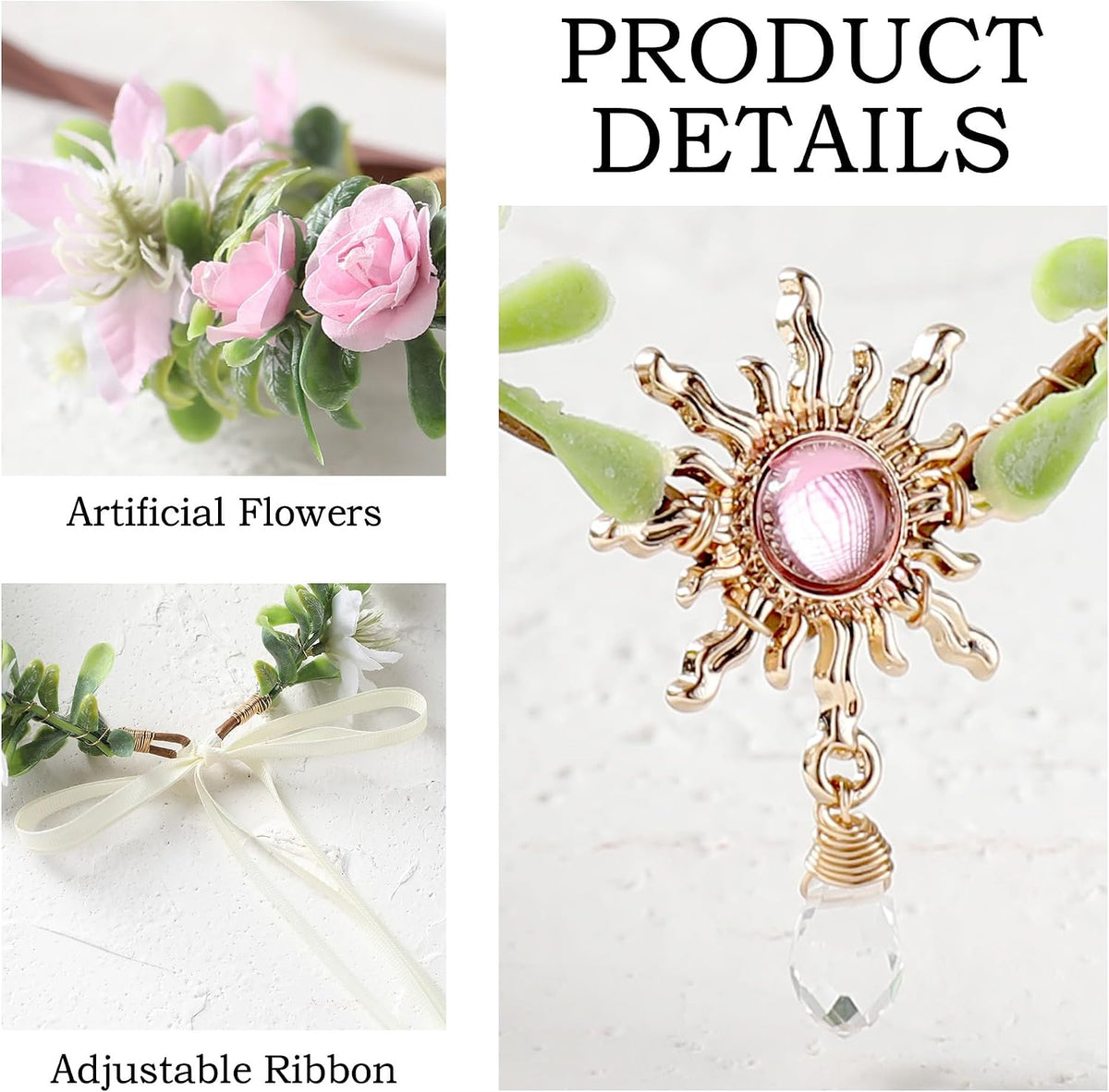 MOSTORY Blue Elf Flower Crown – Floral Fairy Crown for Women