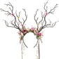 Deer Headband Elf Crown with Flowers & Butterfly