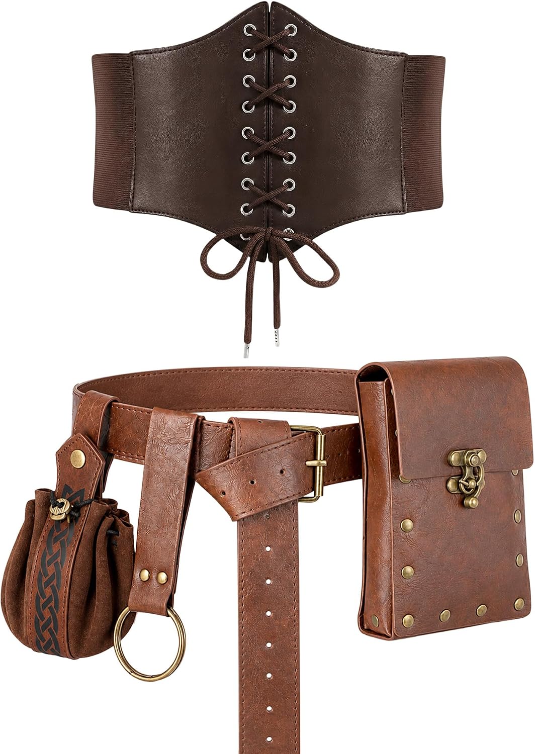 MOSTORY Brown Medieval Renaissance Accessories Set for Women