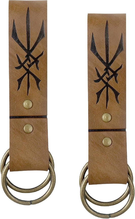 MOSTORY Viking Brown Skirt Hikes, 2 Pcs Double Buckle Belts