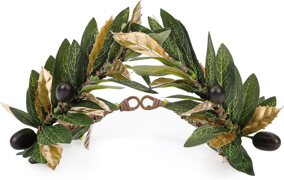 MOSTORY Gold Green Olive Leaf Laurel Wreath Headpiece