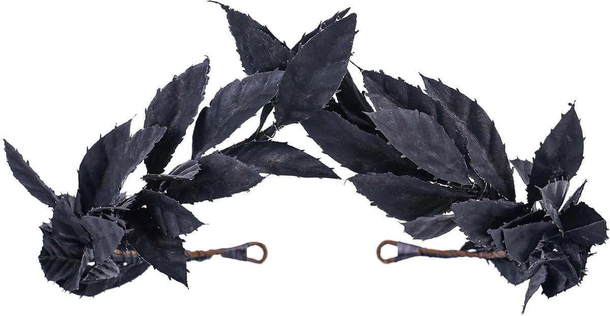 MOSTORY Black Greek Laurel Crown - Handmade Dark Leaf Headband