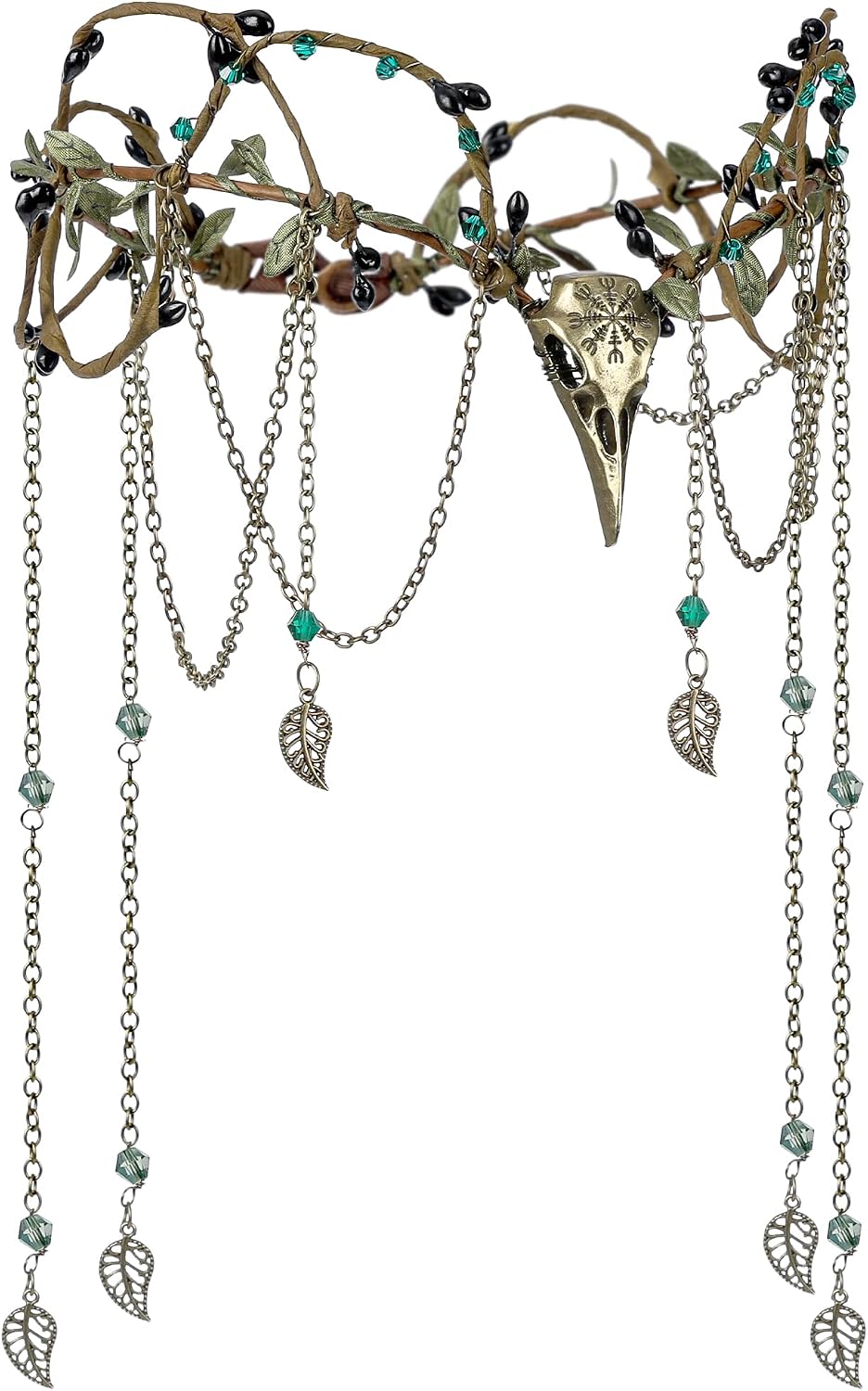 Dark Floral Elven Circlet with Tassel – Renaissance Headpiece
