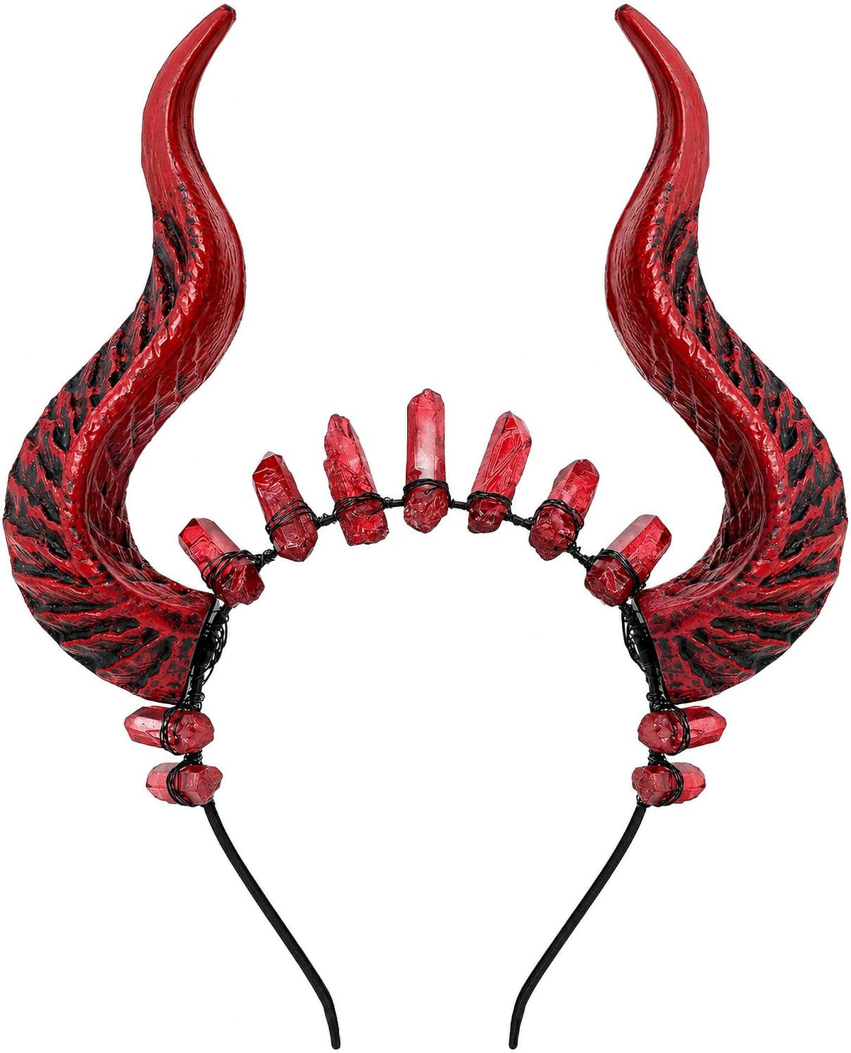 Black Devil Horns Headband with Raw Quartz