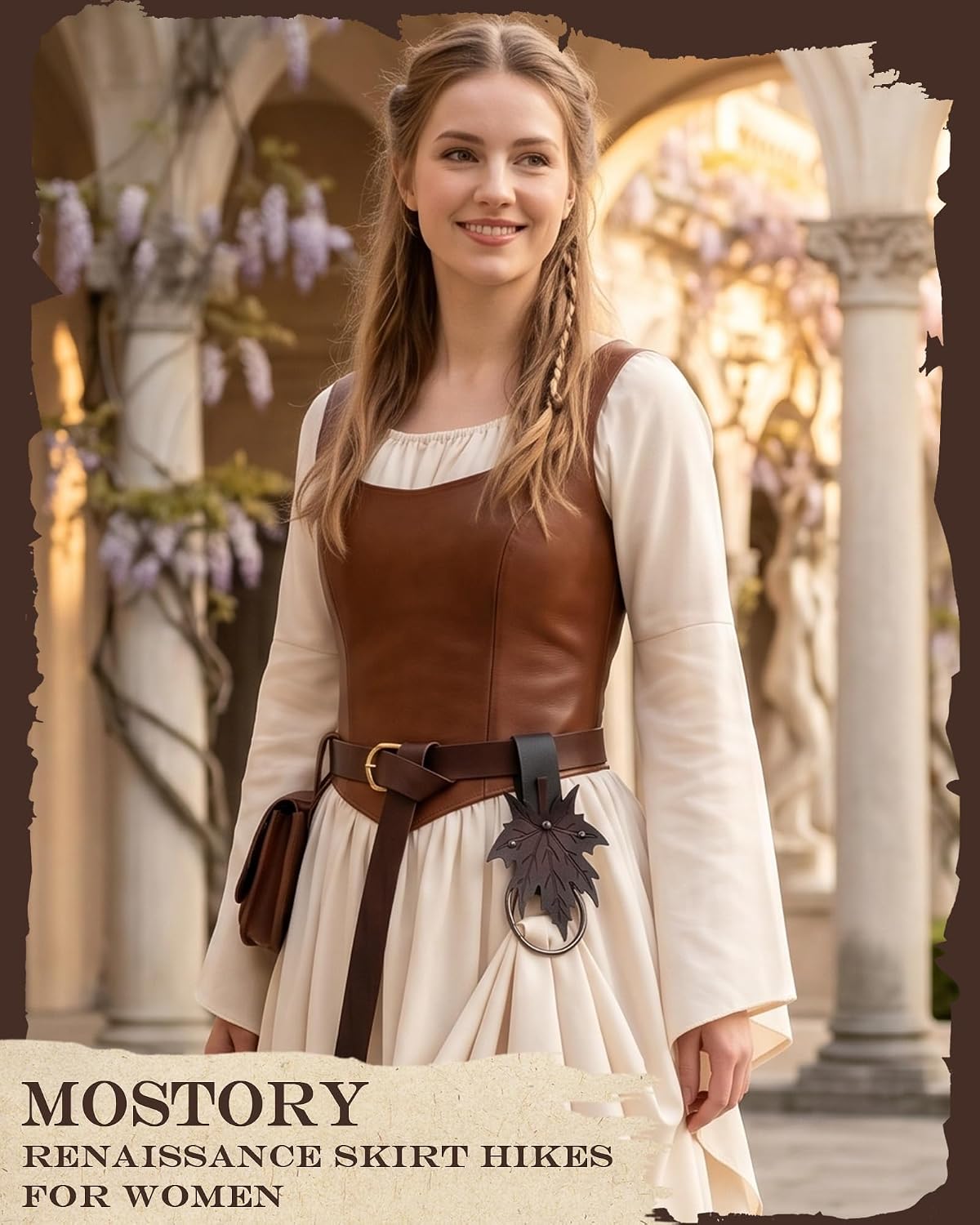 Medieval Viking Maple Leaf Leather Skirt Hikes for Renfaire Cosplay