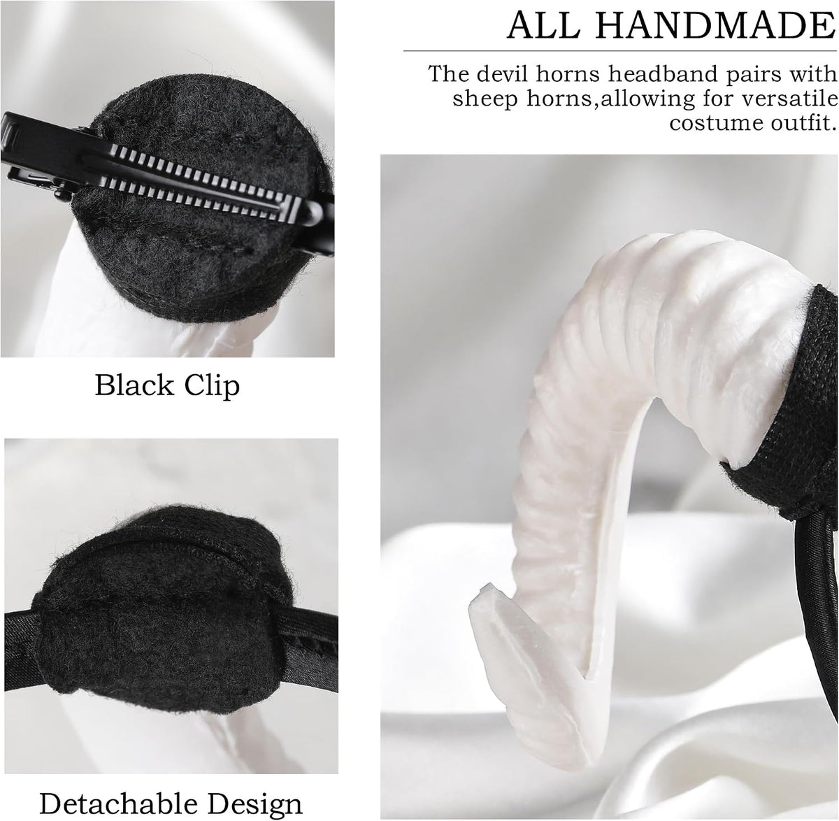 MOSTORY White Sheep Horns Headband for Men & Women