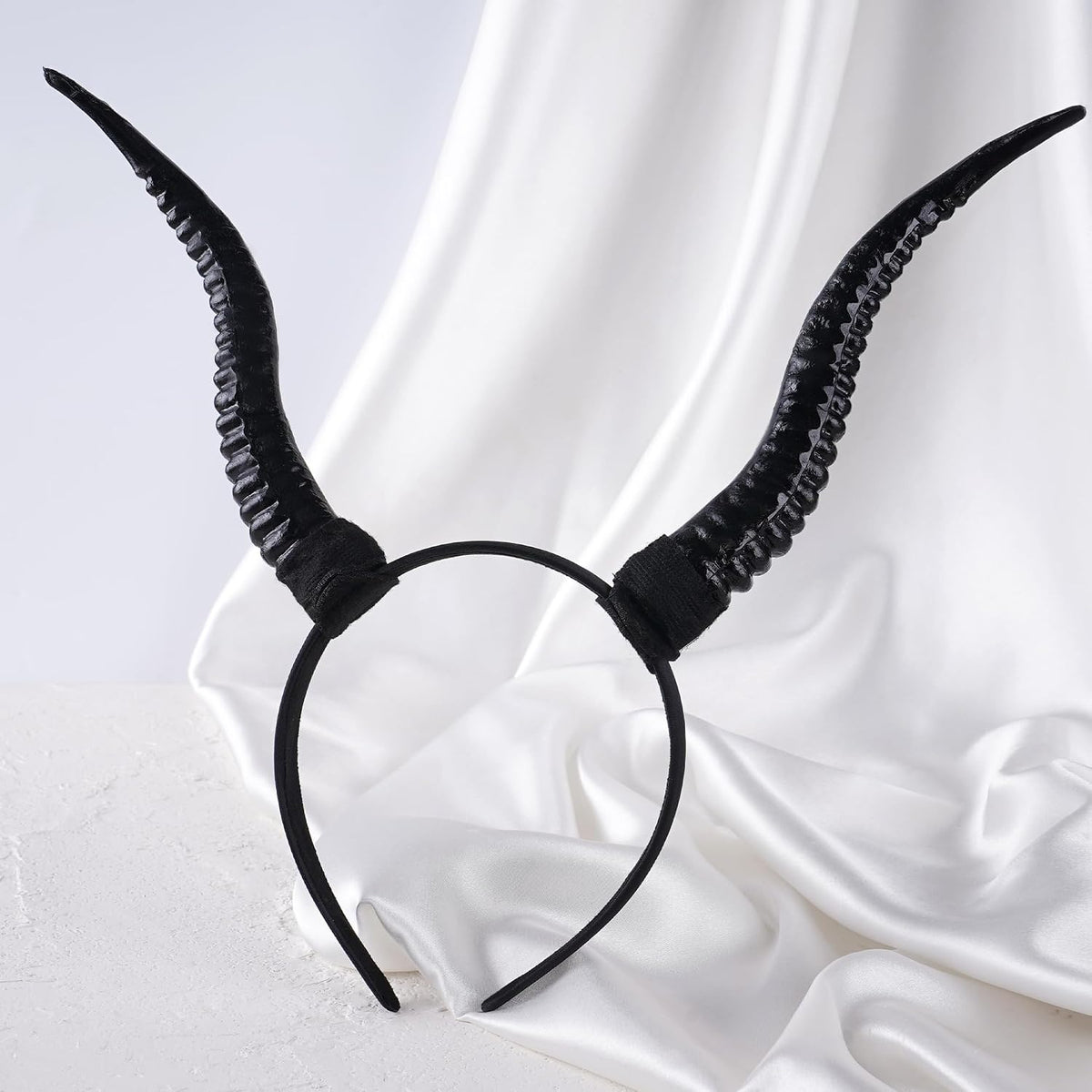 Black Devil Horns Headband – Removable Sheep Horn Headpiece