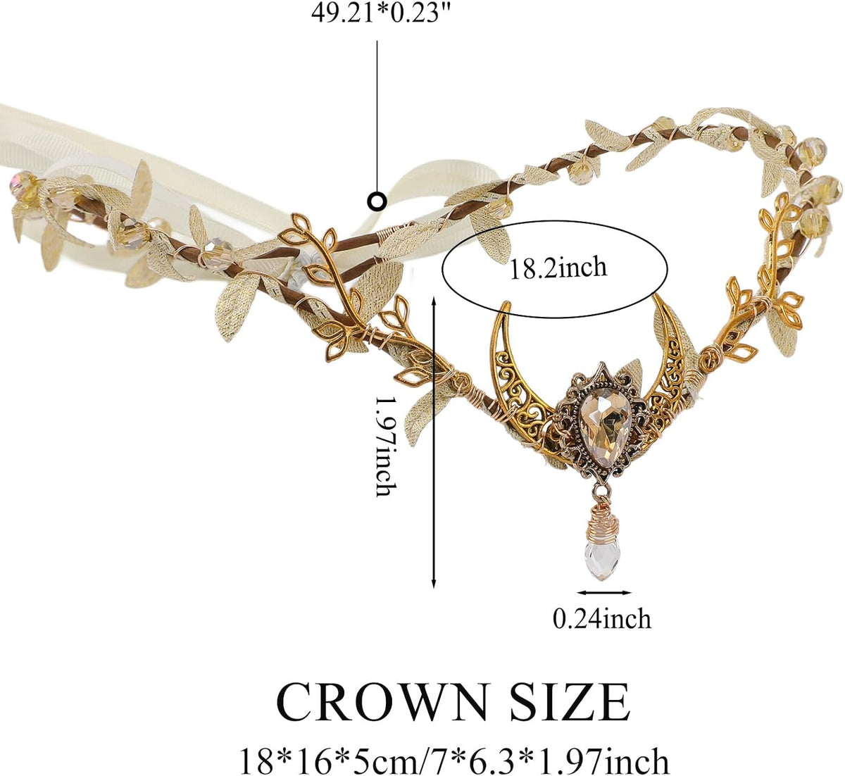 MOSTORY Black Elf Moon Crown - Gothic Floral Circlet