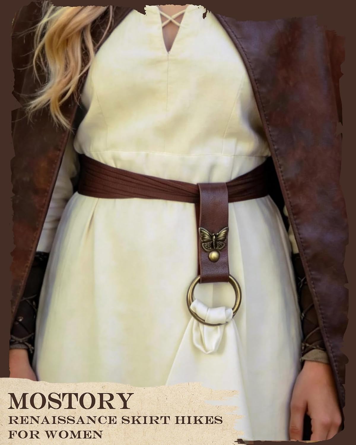 MOSTORY 2-Pc Brown Renaissance Skirt Hikes with Butterfly