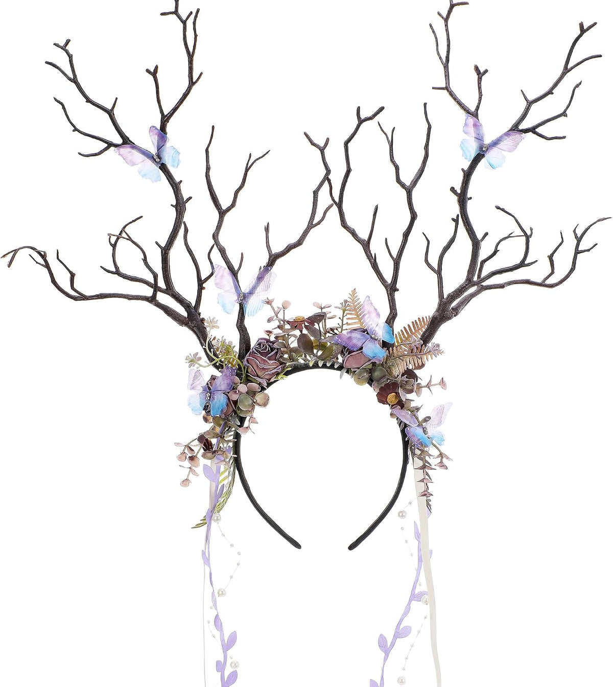 MOSTORY Pink Flower Branch Antler Headband for Fairycore