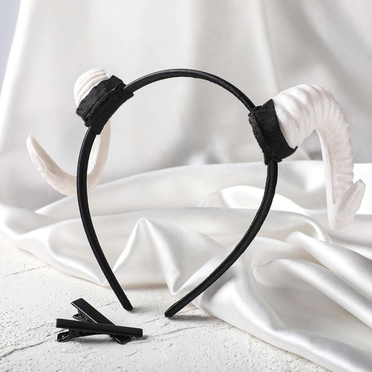 MOSTORY Black Demon Horns Headband | Devil Sheep Goat Horns