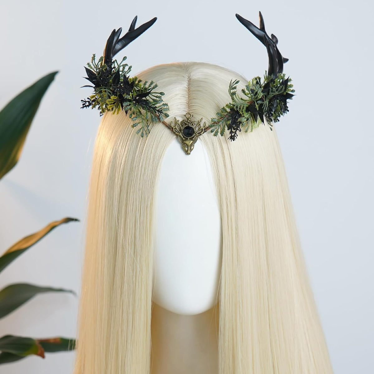 Blue Flower Antler Crown – Dark Elf Gothic Floral Circlet